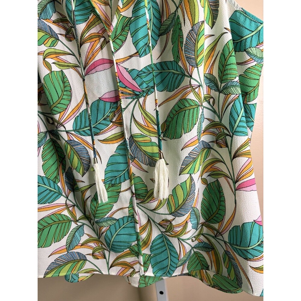Rose + Olive Blouse Women 1X Boho Pullover Peasant Tunic top Hawaiian Colorful - Picture 6 of 10